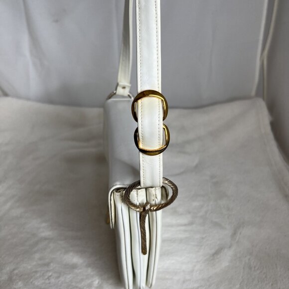 Robert Bestien Vintage White Faux Leather shoulder Adjustable Strap - Picture 3 of 12